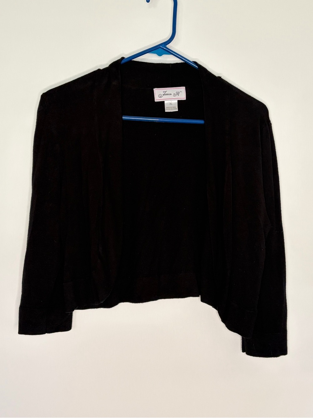 Jessica H Women's Black Open-Front Sweater Cardigan